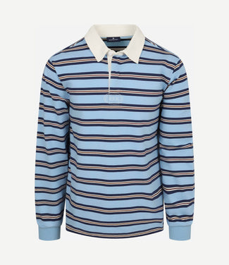 Rugby polo streep blauw
