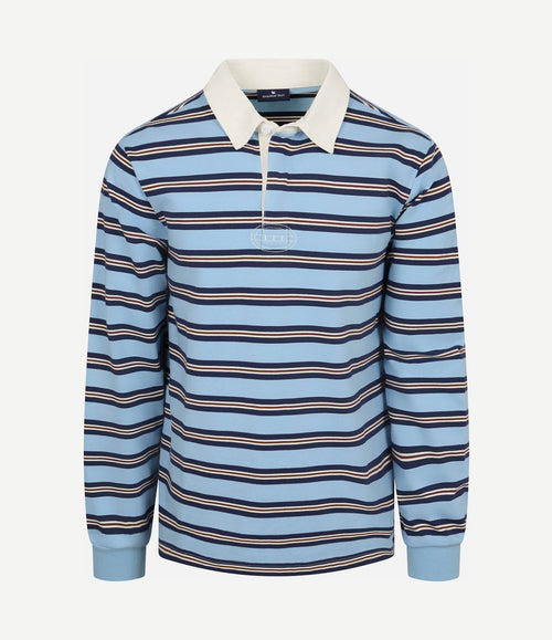 Rugby polo streep blauw