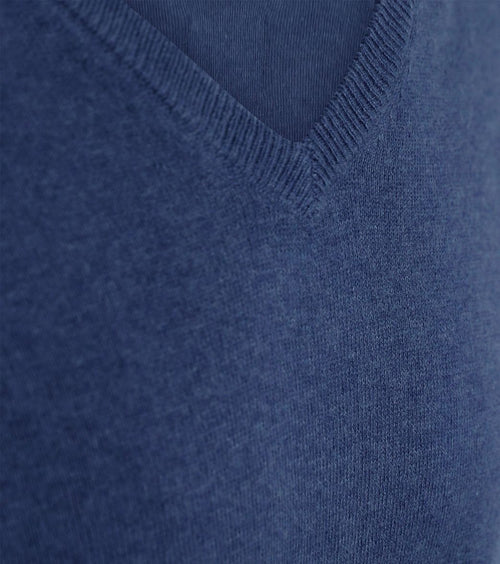 Trui cashmere v-hals kobaltblauw