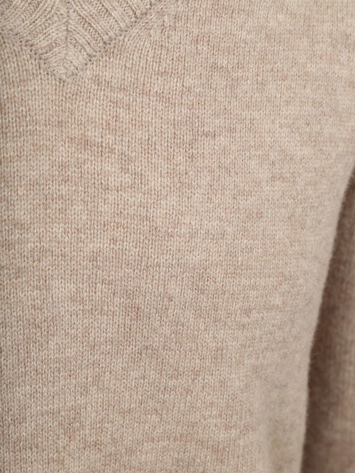Trui v-hals lamswol beige