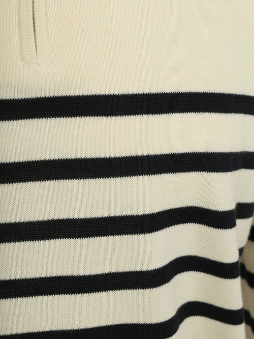 Half-zip trui breton stripe ecru