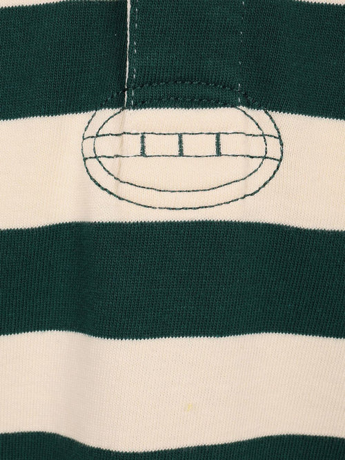 Rugby polo streep groen ecru