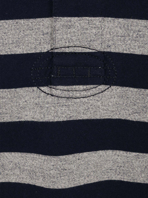 Rugby polo streep donkerblauw grijs