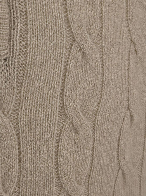 Lau pull merino halve rits cable beige