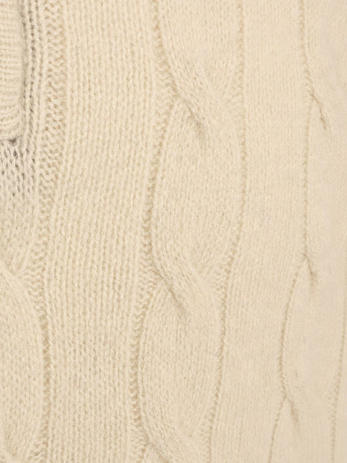 Lau pull merino halve rits cable ecru