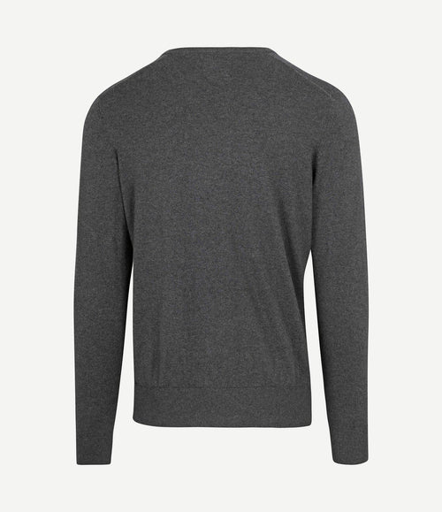 Trui cotton cashmere v-hals antraciet melange