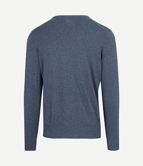 Pullover v-hals merinowol kobaltblauw