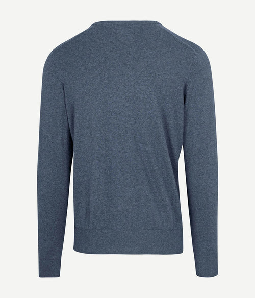 Pullover v-hals merinowol kobaltblauw