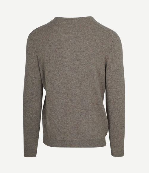Pullover v-hals merinowol taupe