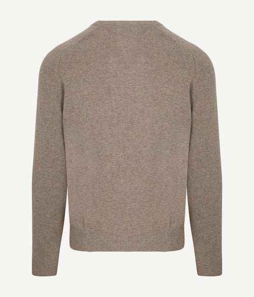 Trui v-hals lamswol sand