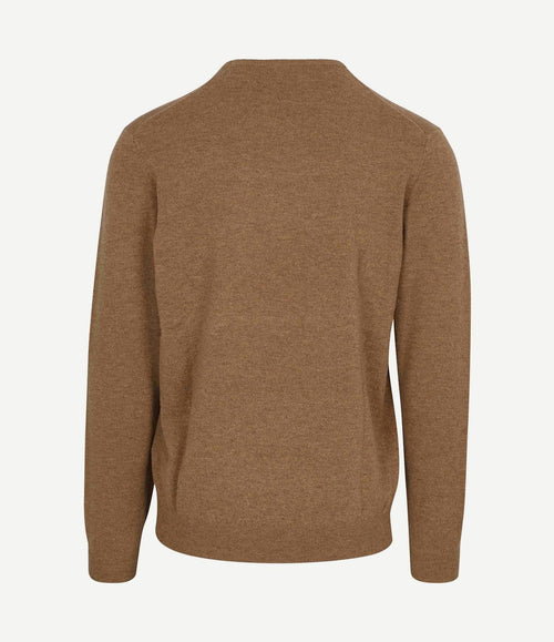 Pullover v-hals merinowol praline