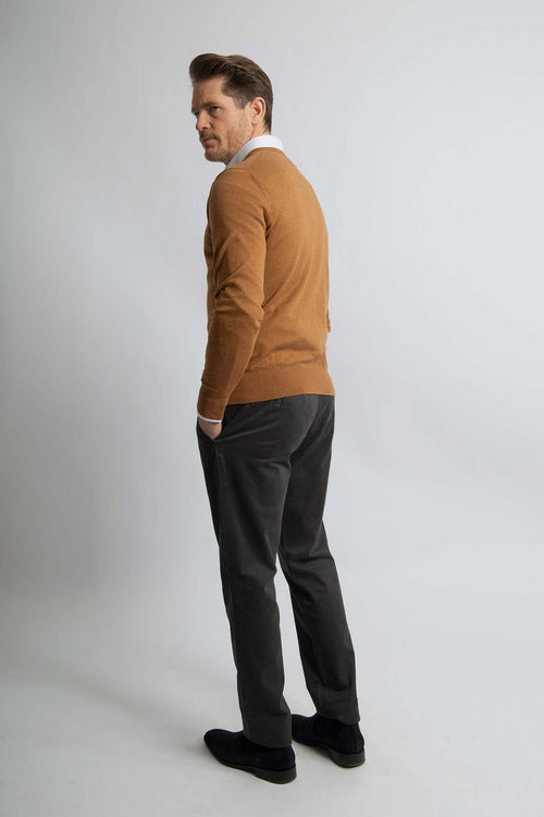 Trui cotton cashmere v-hals camel