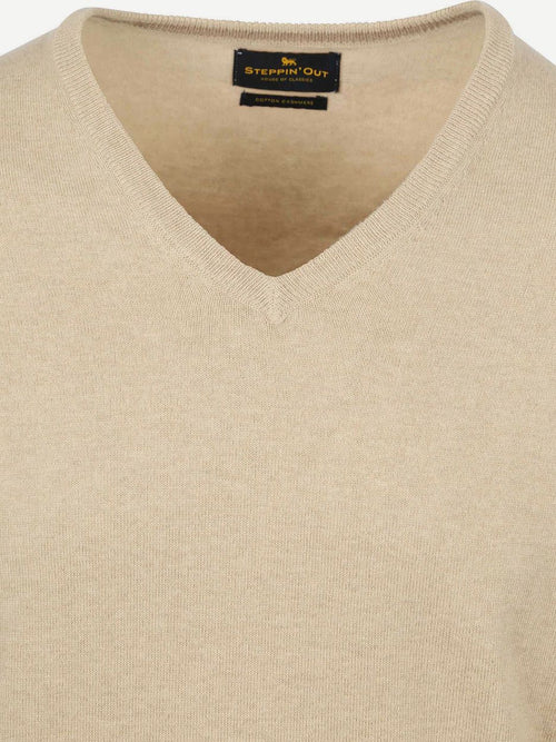 Trui cashmere v-hals ecru