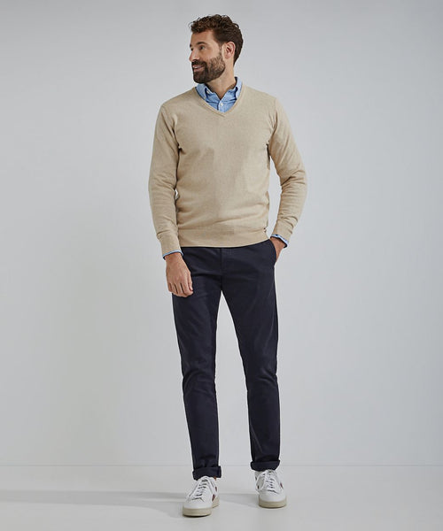 Steppin' Out trui cashmere v-hals ecru | Regular-fit