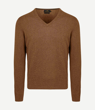 Trui cotton cashmere v-hals camel