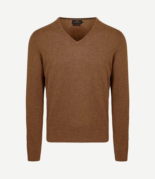 Trui cotton cashmere v-hals camel