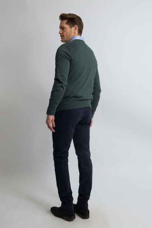 Steppin' Out trui cotton cashmere v-hals donkergroen | Regular-fit