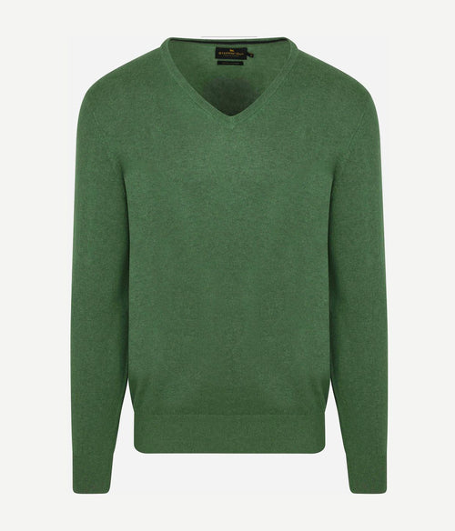 Steppin' Out trui cotton cashmere v-hals groen | Regular-fit