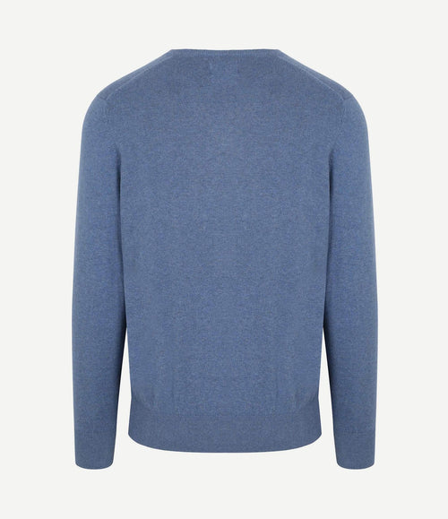 Trui cotton cashmere v-hals indigo blauw