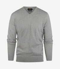 Trui cotton cashmere v-hals melange grijs