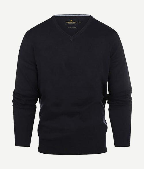 Steppin' Out trui cotton cashmere v-hals donkerblauw | Regular-fit