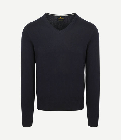 Trui cotton cashmere v-hals donkerblauw