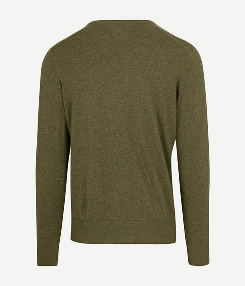 Steppin' Out trui cotton cashmere v-hals olijfgroen | Regular-fit