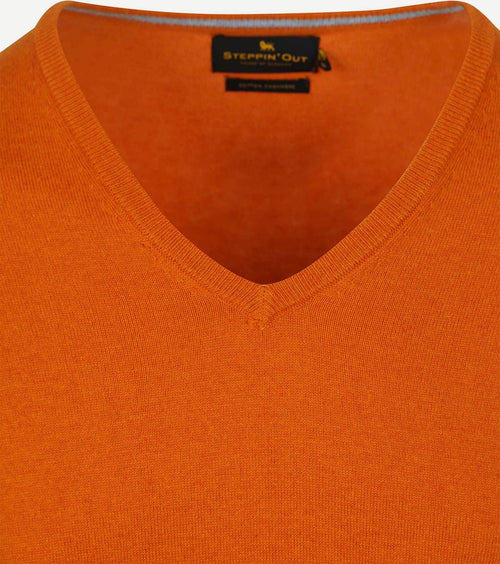 Steppin' Out trui cotton cashmere v-hals oranje | Regular-fit