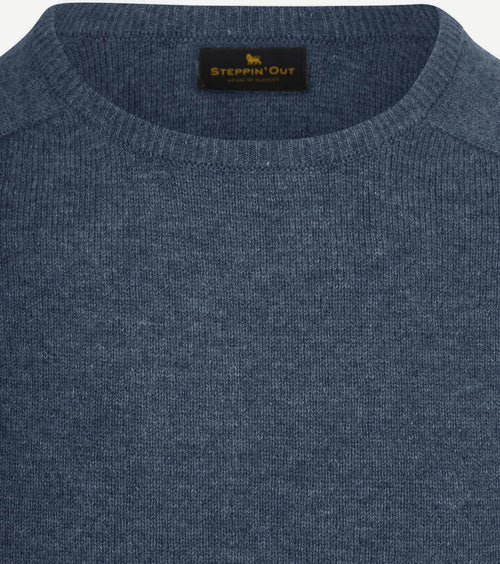 Steppin' Out trui lamswol mid blauw | Regular-fit