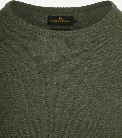 Steppin' Out trui merinowol olijfgroen | Regular-fit