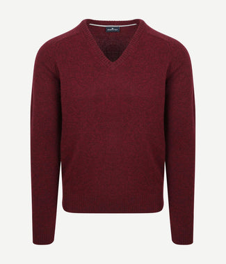Steppin' Out trui v-hals lamswol bordeaux | Regular-fit