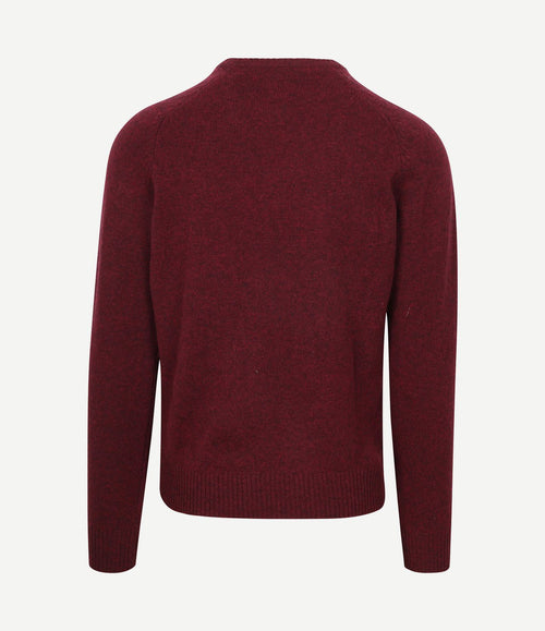 Trui v-hals lamswol bordeaux
