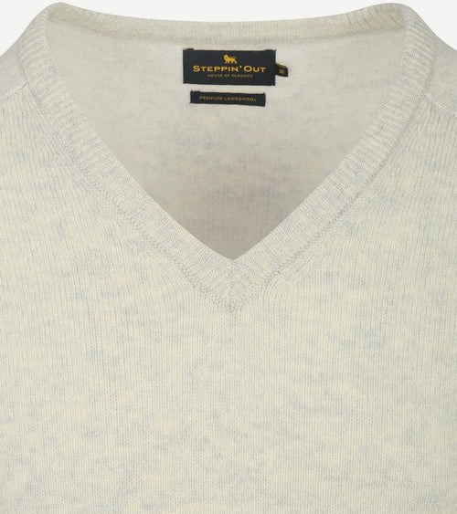 Steppin' Out trui v-hals lamswol greige | Regular-fit