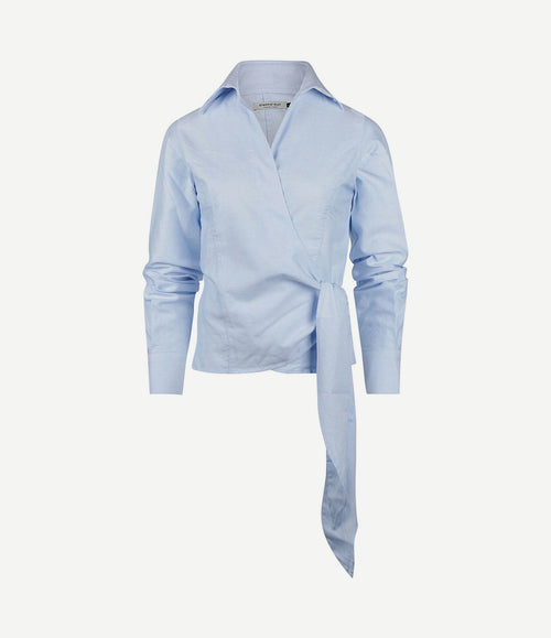 Wikkel blouse julia Oxford lichtblauw