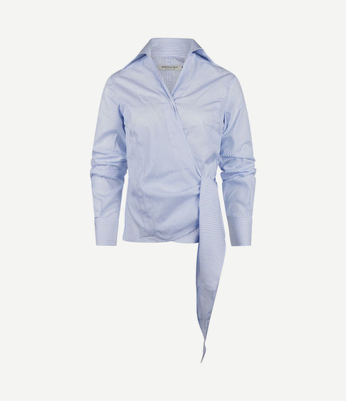 Wikkel blouse julia streep lichtblauw