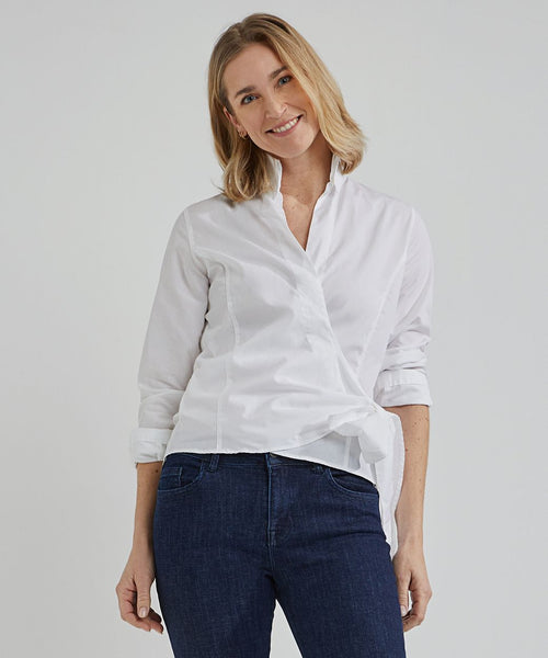 Steppin' Out wikkel blouse julia wit | Slim-fit