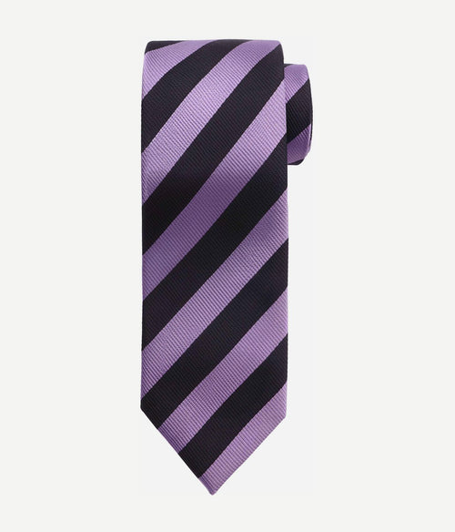 Stropdas zijde lila - zwart streep fd19