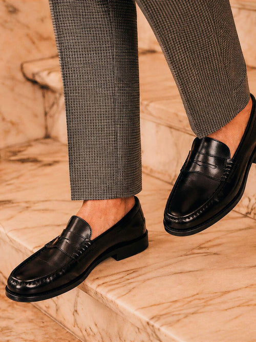 Penny loafers leer zwart
