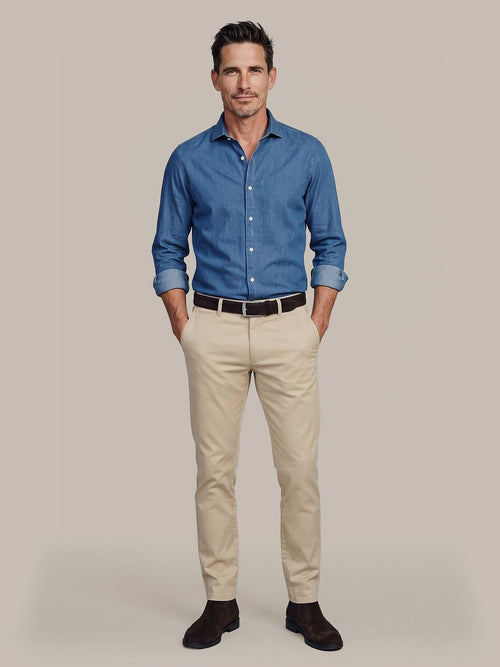 Overhemd denim blauw