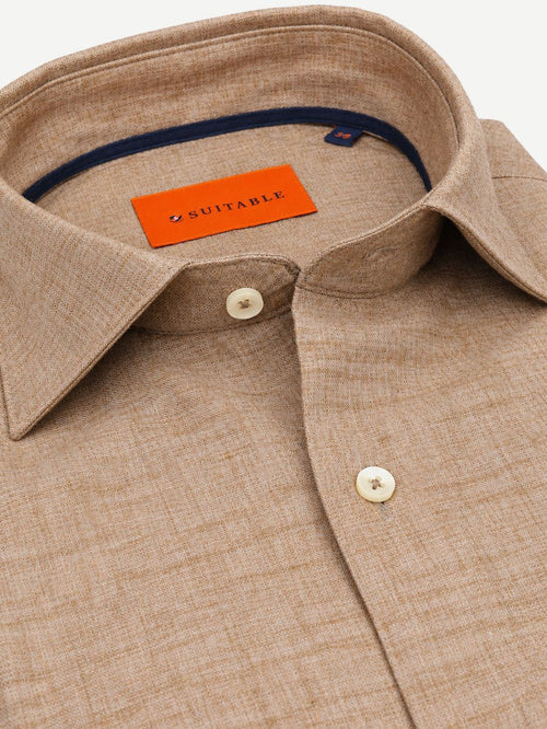 Overhemd melange camel
