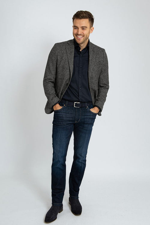 Suitable birds eye colbert merinowol antraciet | Regular-fit