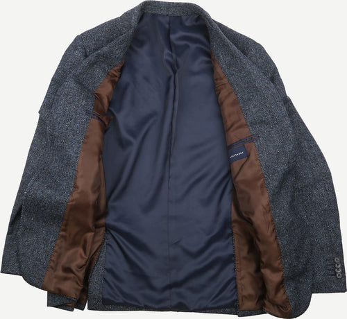 Birds eye colbert merinowol donkerblauw
