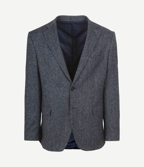 Birds eye colbert merinowol donkerblauw
