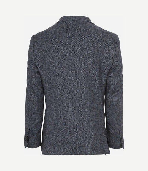 Birds eye colbert merinowol donkerblauw
