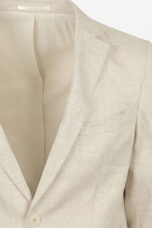 Suitable blazer linnen herringbone ecru | Slim-fit