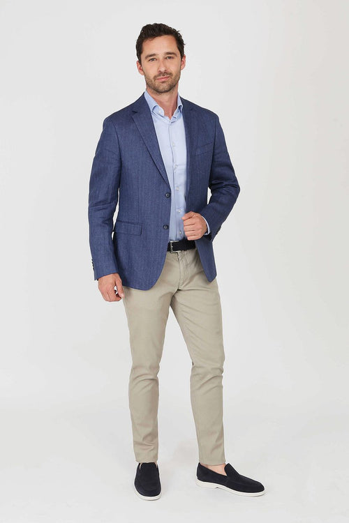 Suitable blazer linnen royal blauw | Slim-fit