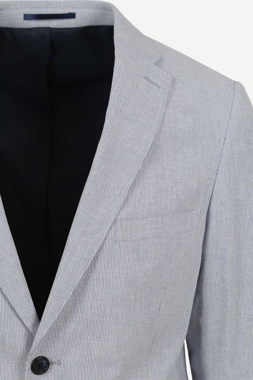 Suitable blazer linnen streep lichtblauw | Slim-fit