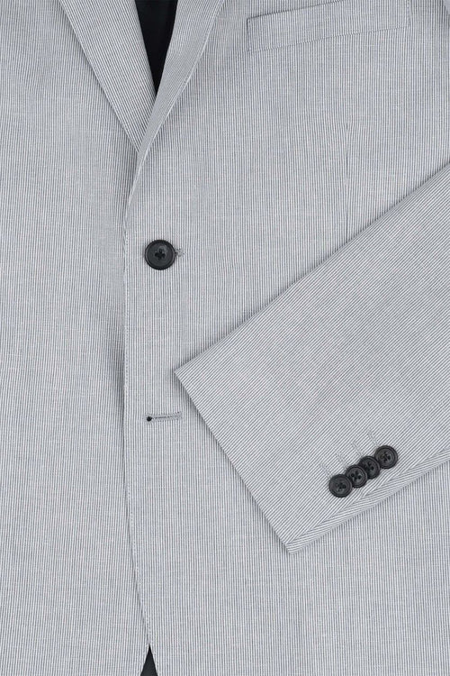 Suitable blazer linnen streep lichtblauw | Slim-fit