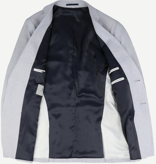 Suitable blazer linnen streep lichtblauw | Slim-fit