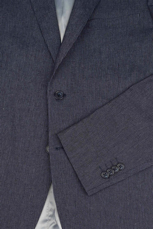 Suitable blazer linnen streep donkerblauw | Slim-fit